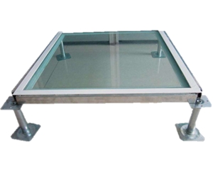 Elevated tempered transparent glass floor